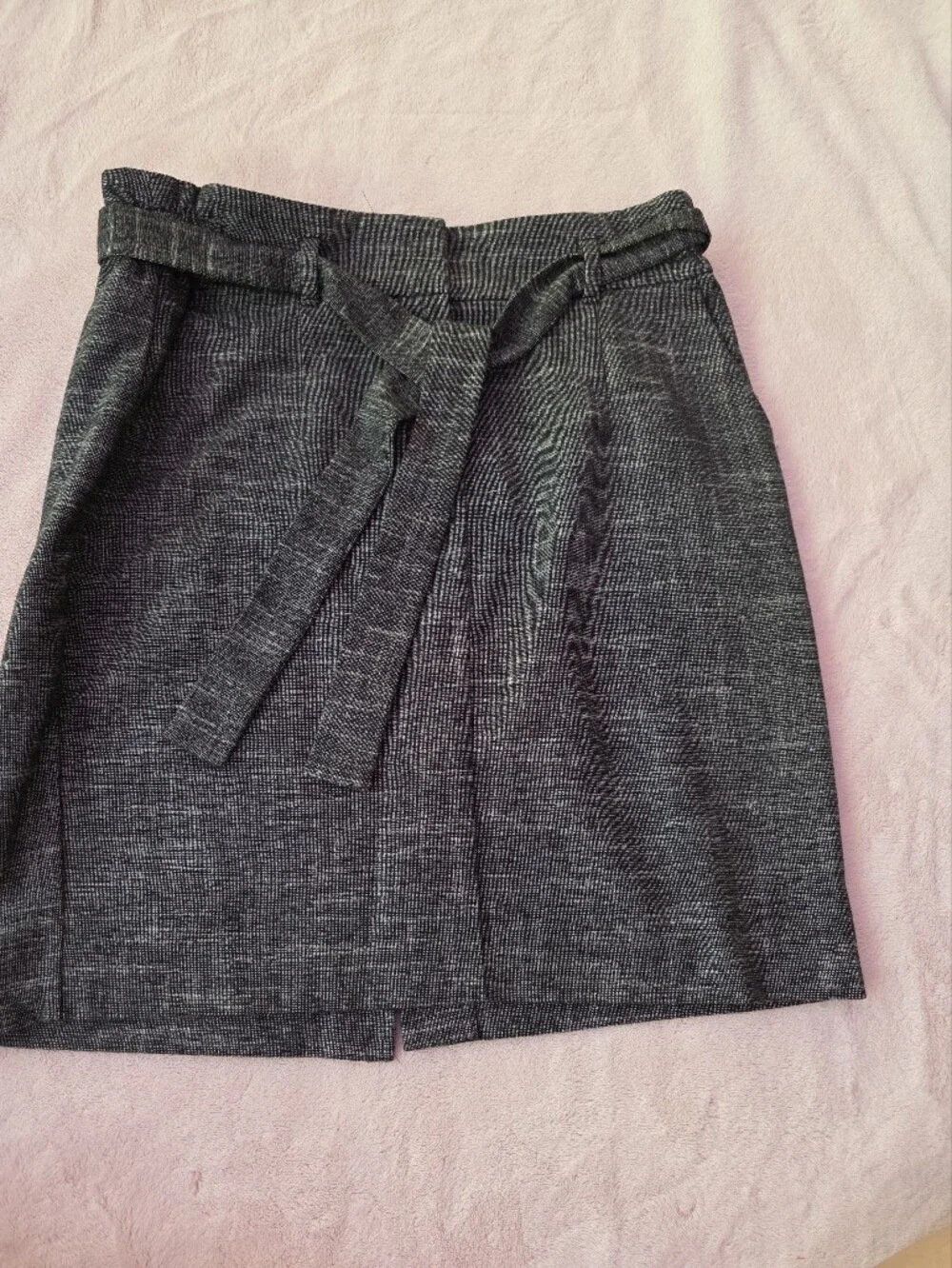LOFT Charcoal Textured Dress Pants with Tie Waist